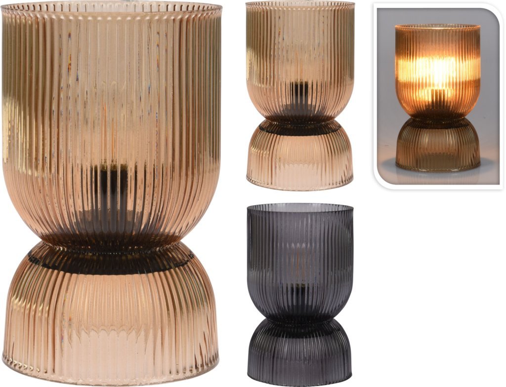 Dekoratyvinis stiklinis šviestuvas, elementai 2xAAA (neįeina), įvairių sp., ø12 x h19 cm