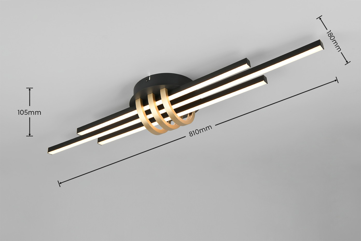 Lubinis LED šviestuvas REALITY CINTO, 20W, 3000K, 2380lm, juodos/auksinės sp., 10x18x80cm-1