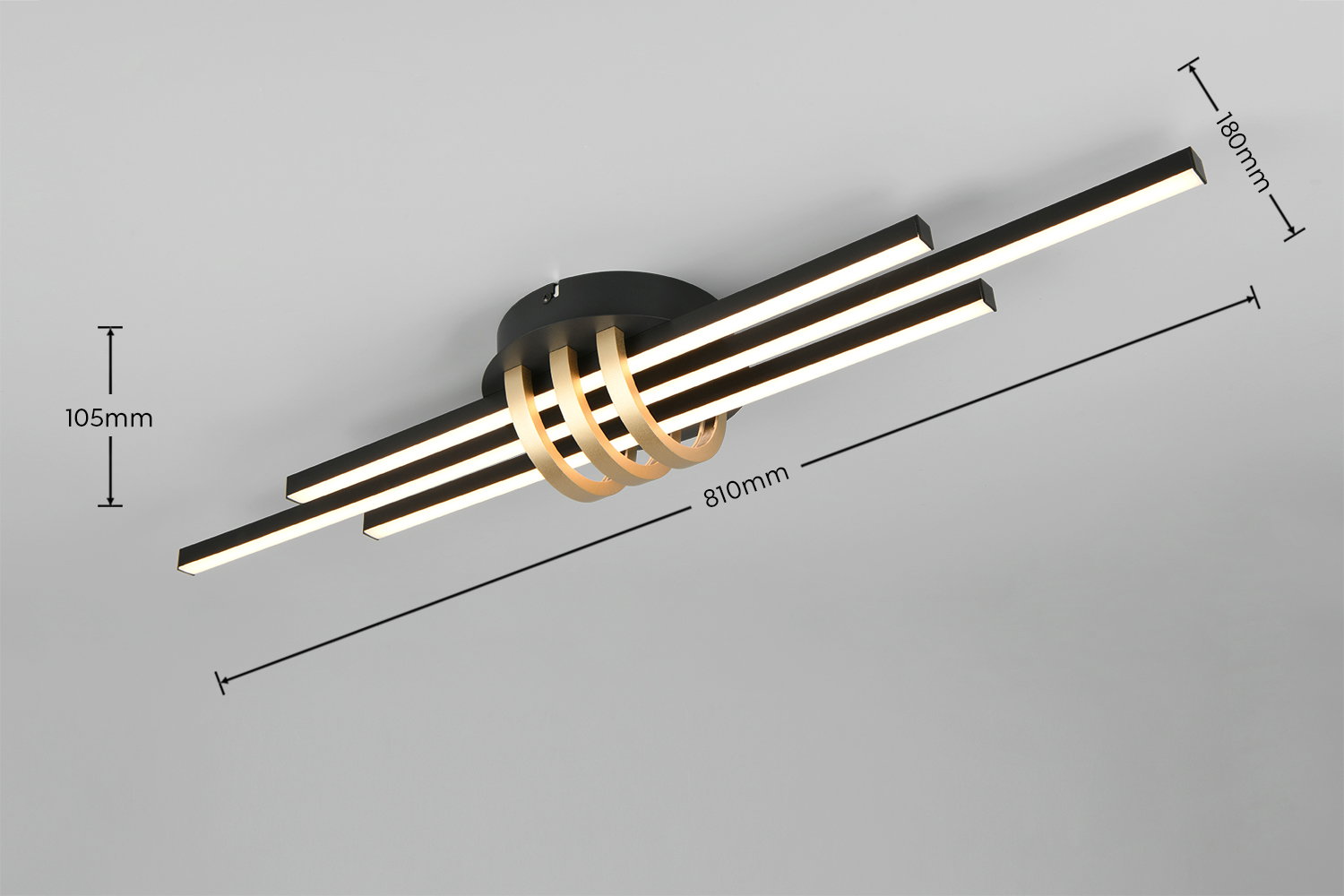 Lubinis LED šviestuvas REALITY CINTO, 20W, 3000K, 2380lm, juodos/auksinės sp., 10x18x80cm-1