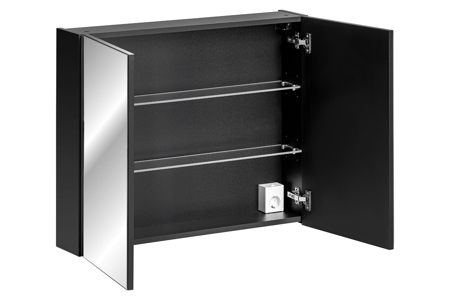 Vonios spintelė su veidrodžiu SANTA FE BLACK 84-80-A-2D, juoda - 4
