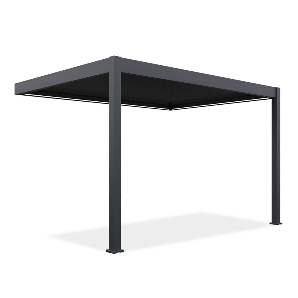 Pavėsinė Pergola ELEGANCE WALL AUTOMATIC 300x400 cm su LED, Anthracite, montuojama prie sienos-0
