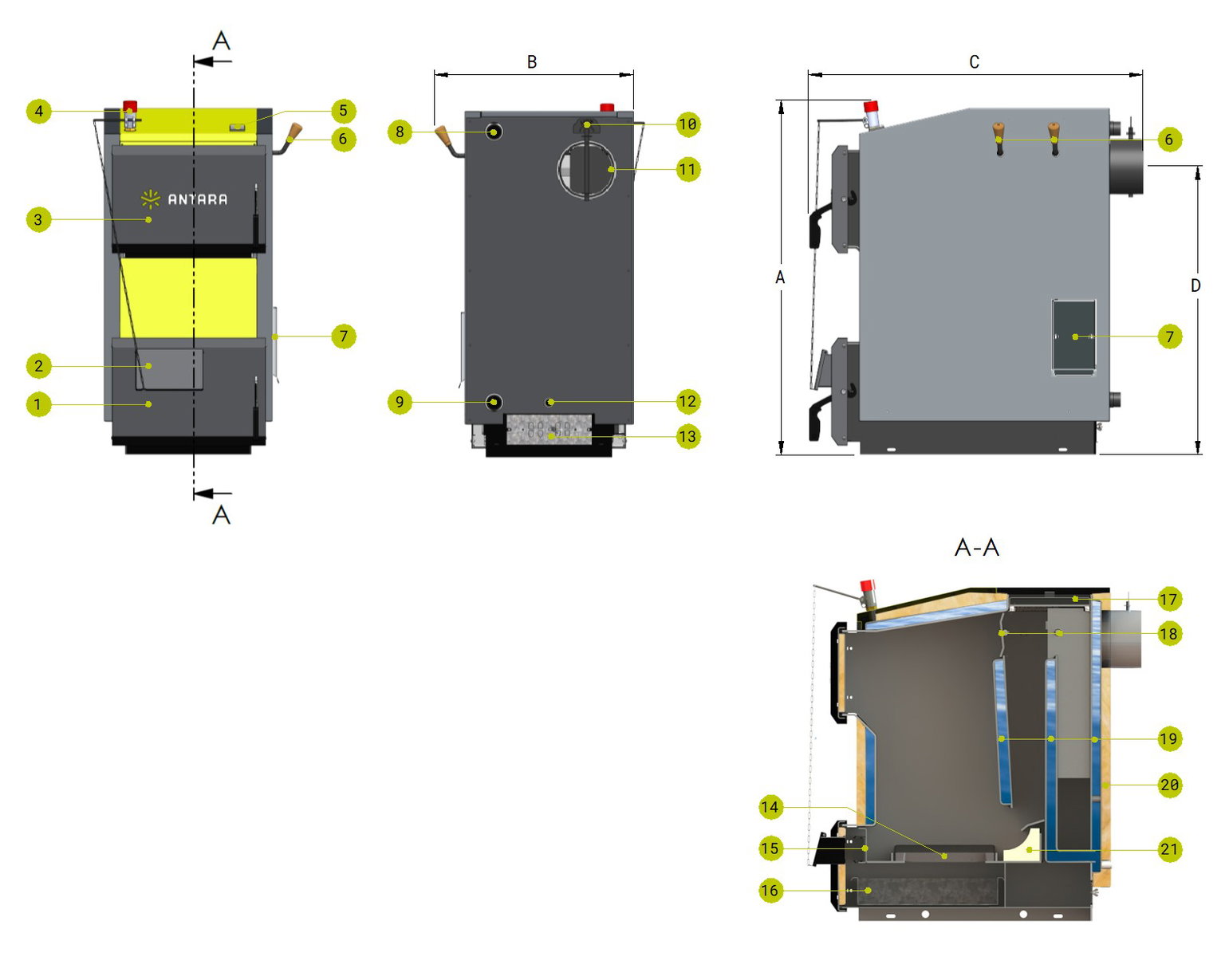 Šildymo katilas ANTARA K-20 K 10-20 kW - 8