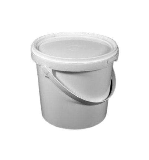 Plastikinis kibiras su dangčiu, baltos sp., tinka sąlyčiui su maistu, 5 L-0