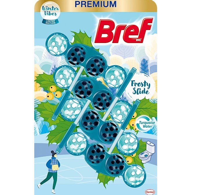 WC valiklis-gaiviklis BREF Color Aktiv Frosty Slide, 4 x 50 g