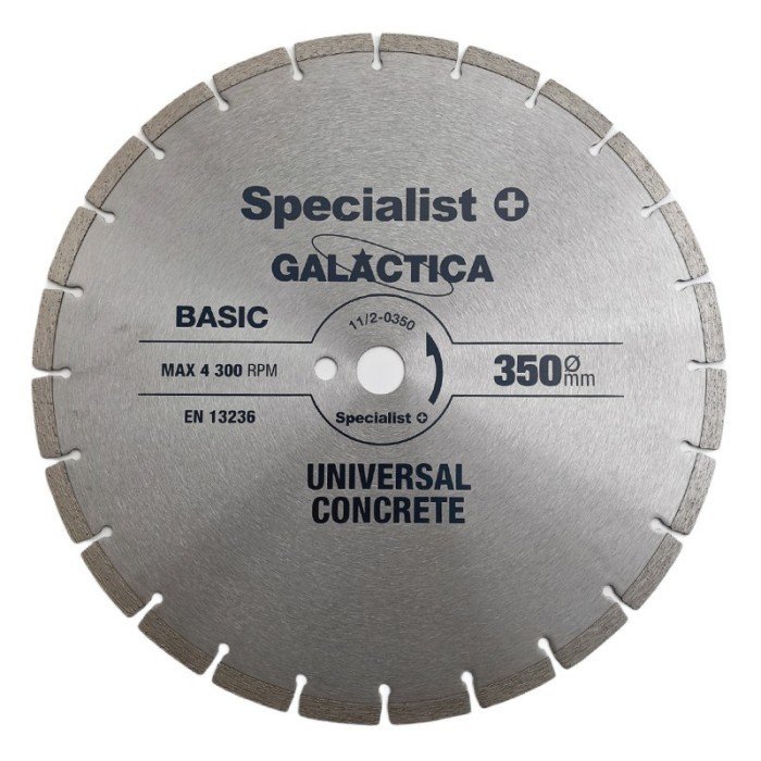 Deimantinis segmentinis pjovimo diskas SPECIALIST+ Galactica, 350 x 10 x 25,4 mm, plytoms, betonui