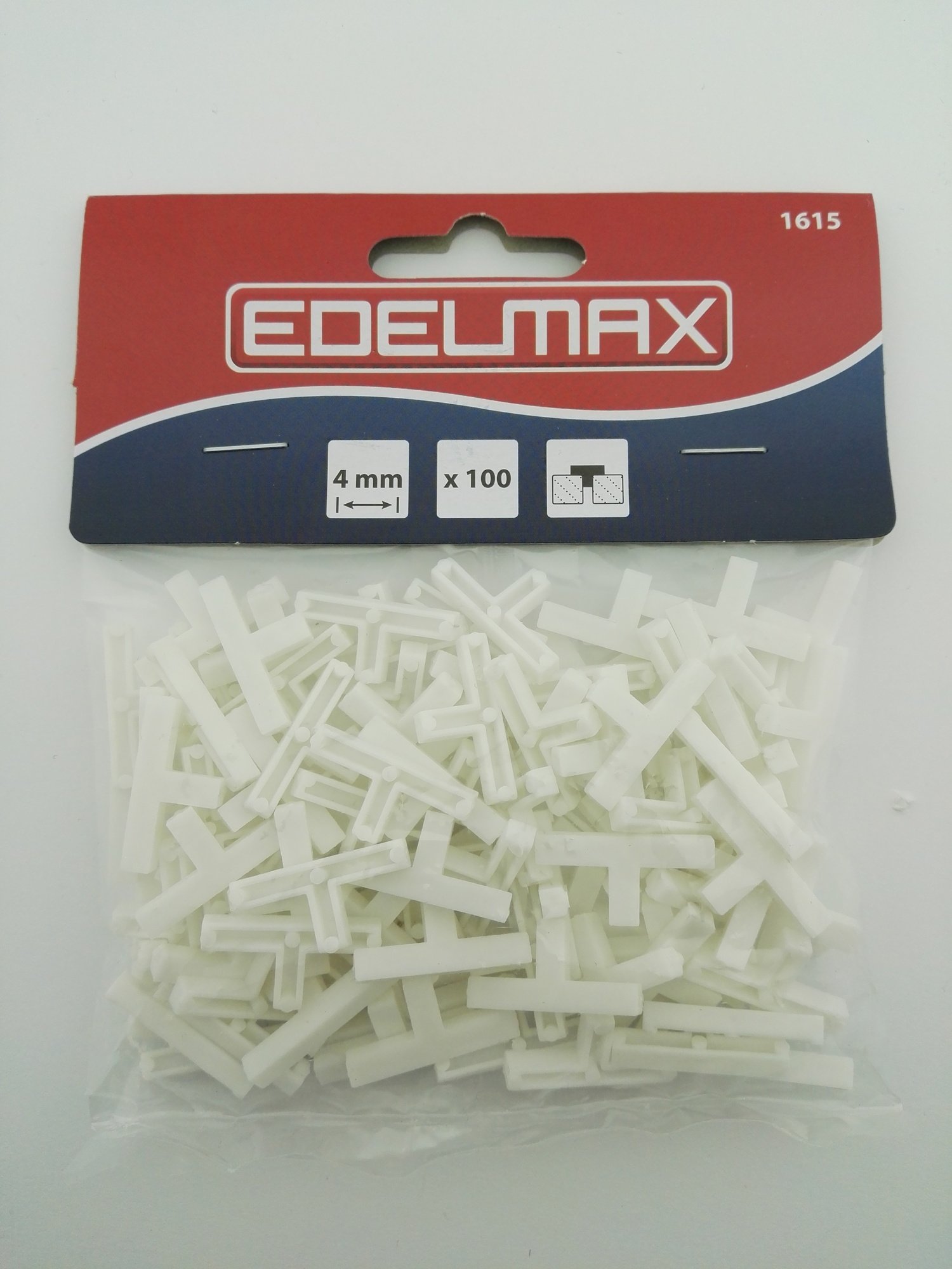 Plytelių kryželiai EDELMAX, T formos, 4 mm storio,100 vnt.