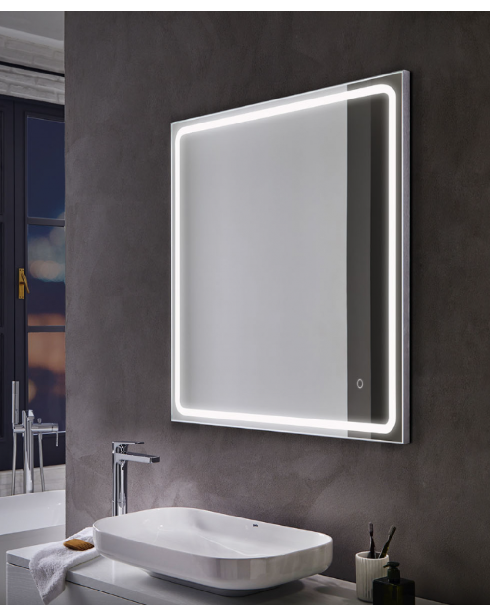 Vonios veidrodis FOCCO MIA DEFOGGER, 80 x 80 cm, LED 3000-6000K, su dimer., antiras. f-ja-0