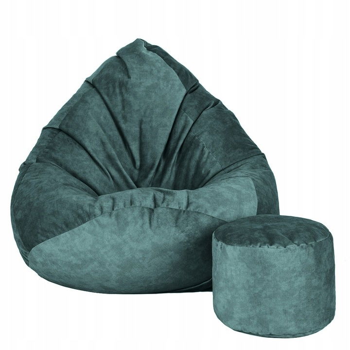 Sėdmaišis su pufu Mega Premium Terra Velour XXL, 100x130 cm, tamsiai žalias - 4