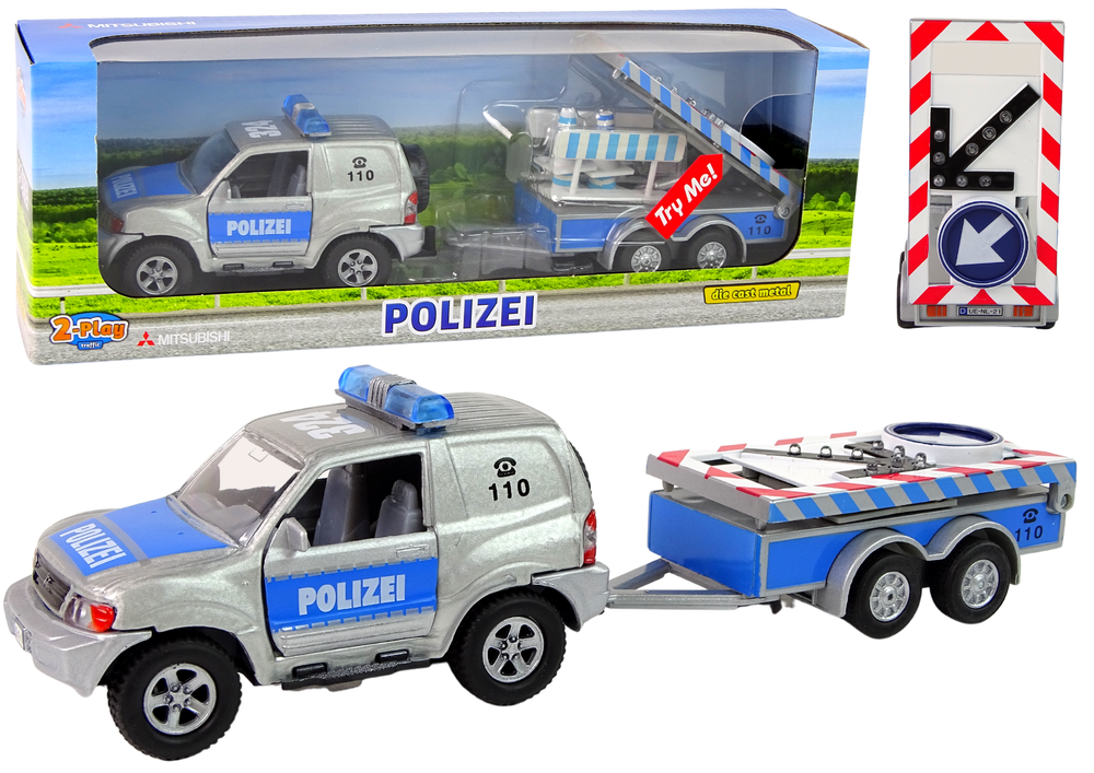 Policijos automobilis su priekaba ir kelio ženklais HXCL009