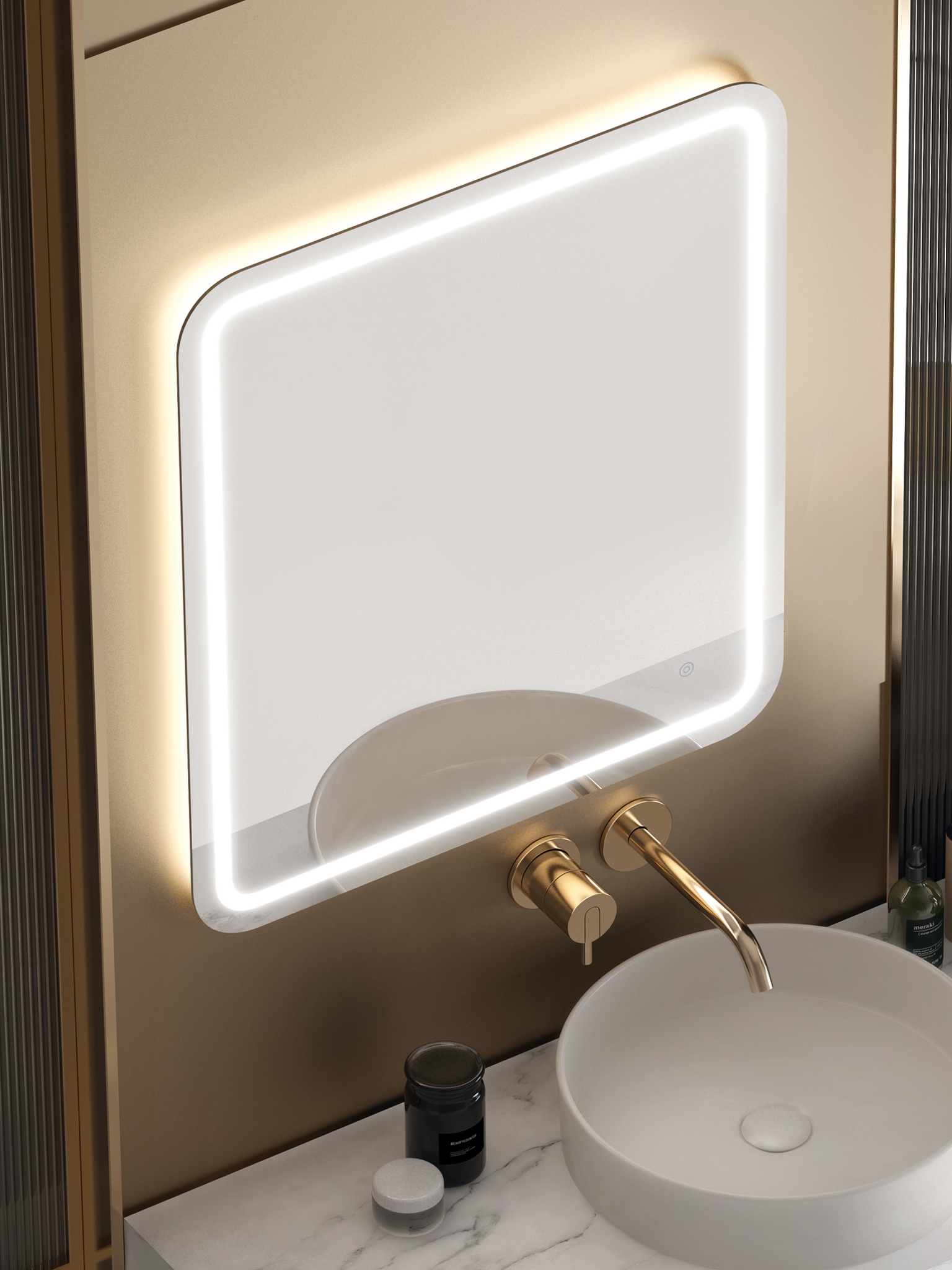 Vonios veidrodis ALBUS IBIZA, su LED apšvietimu 2700 - 6500K, 80 x 70 cm-0