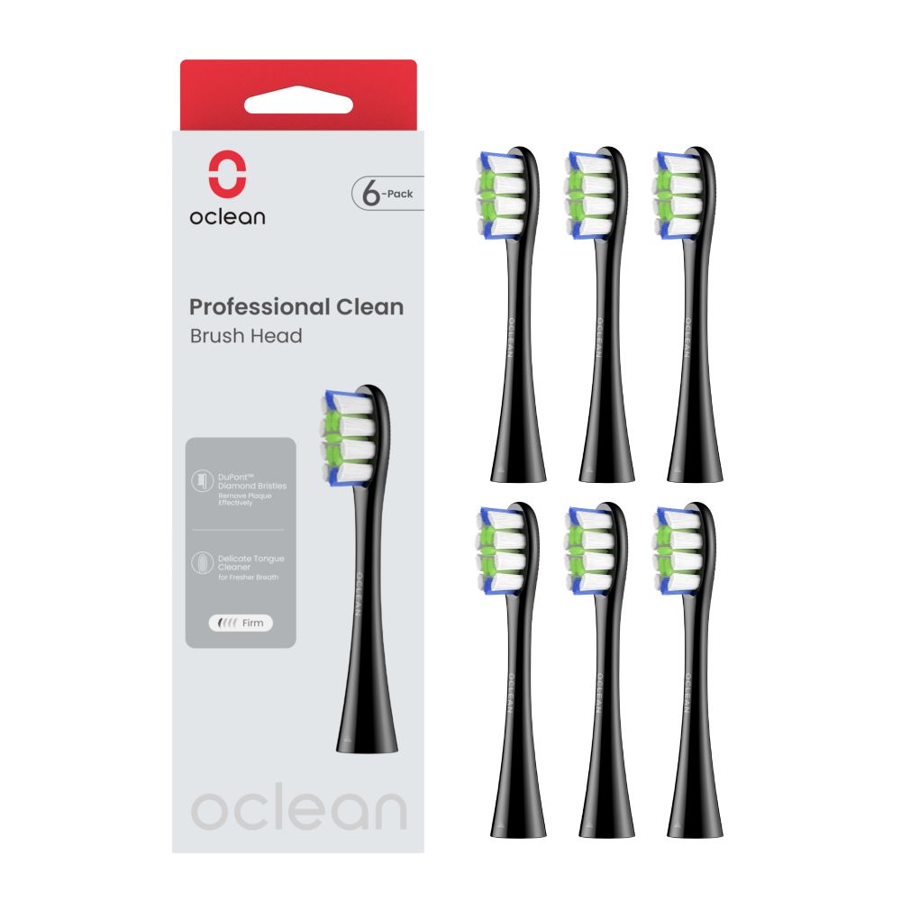 Pakaitinės galvutės OCLEAN Professional Clean 6 vnt., kietos, juodos spalvos - 3