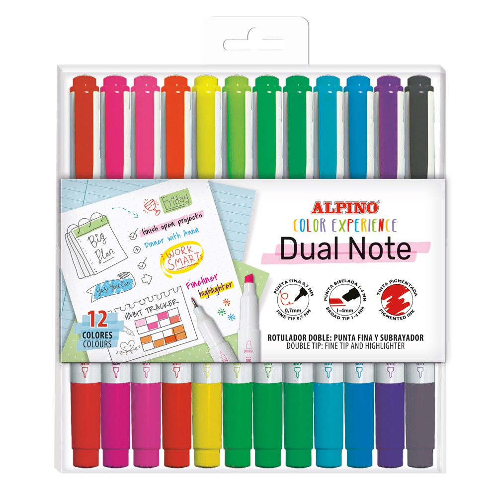 Flomasteriai ALPINO Color Experience Dual note 12 spalvų