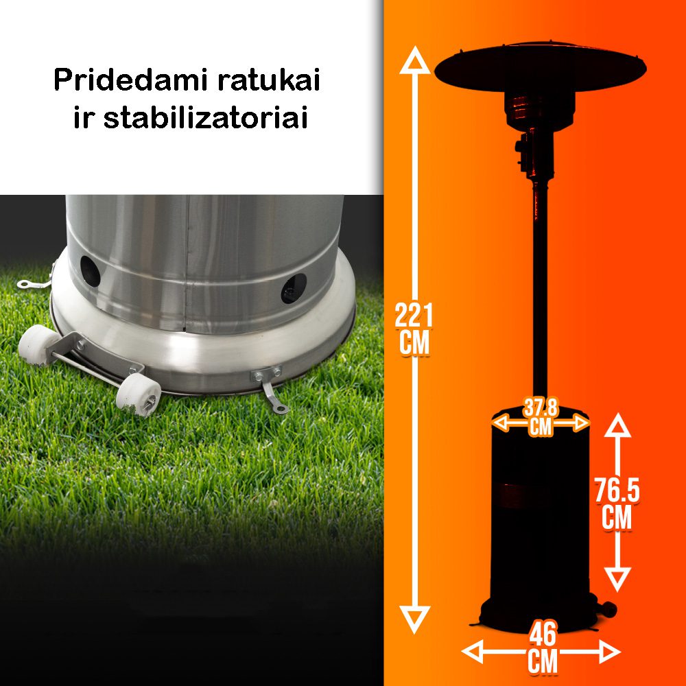 Dujinis nerūdijančio plieno šildytuvas 12000W - 3
