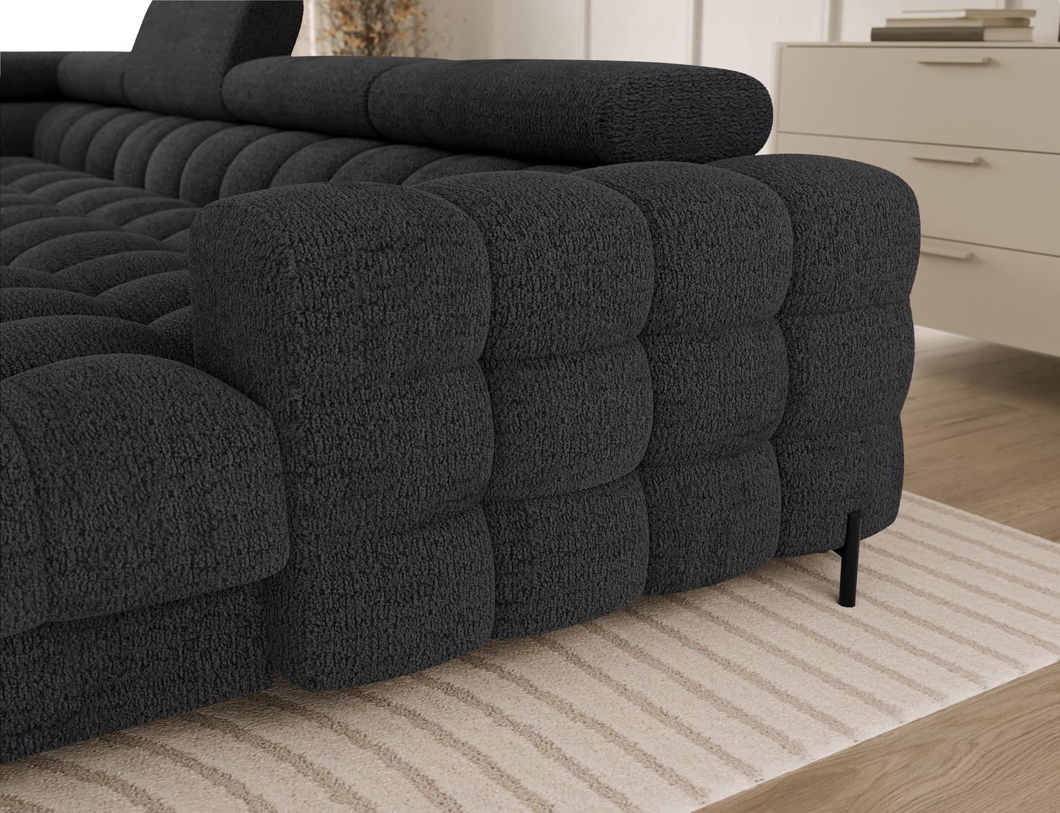 Kampinė sofa - lova Feraria Royal 05, tamsiai pilka sp., 202 x 358 cm x 93 cm - 7