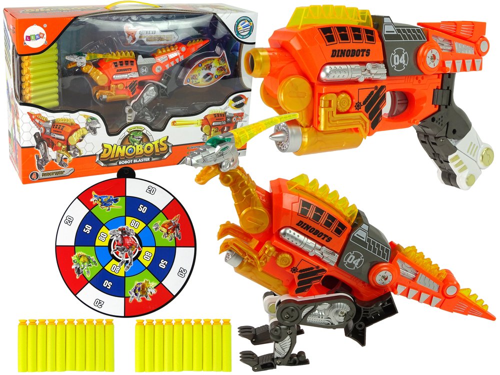 Transformeris dinozauras Dinobots 2in1 su šaudymo funkcija, oranžinis - 1