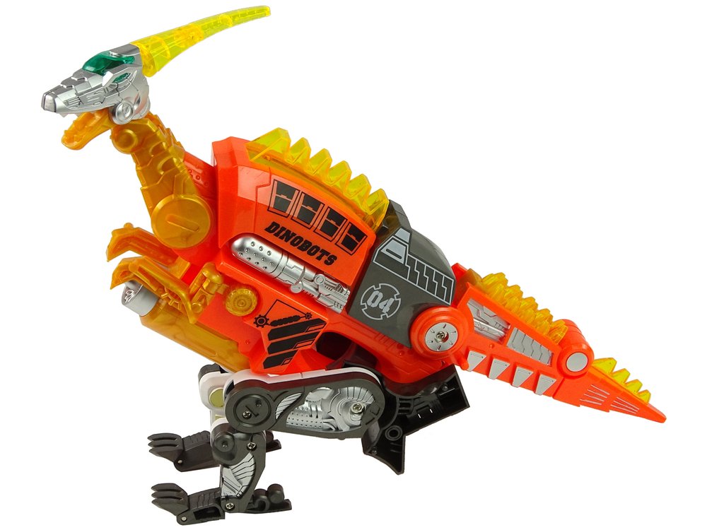 Transformeris dinozauras Dinobots 2in1 su šaudymo funkcija, oranžinis - 5