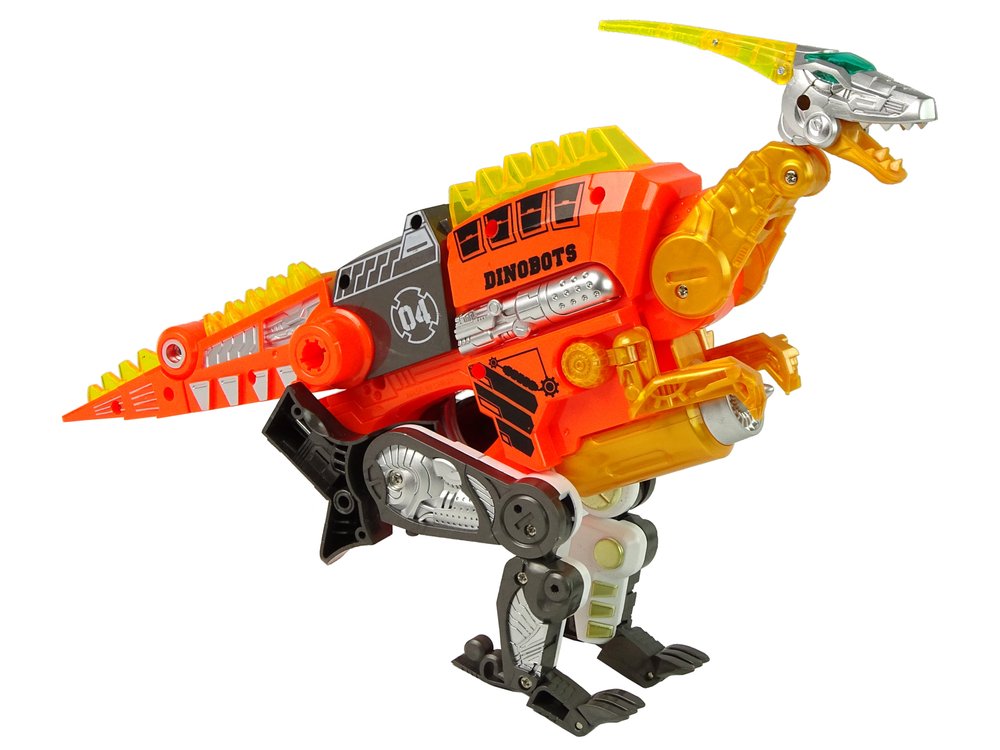 Transformeris dinozauras Dinobots 2in1 su šaudymo funkcija, oranžinis - 8