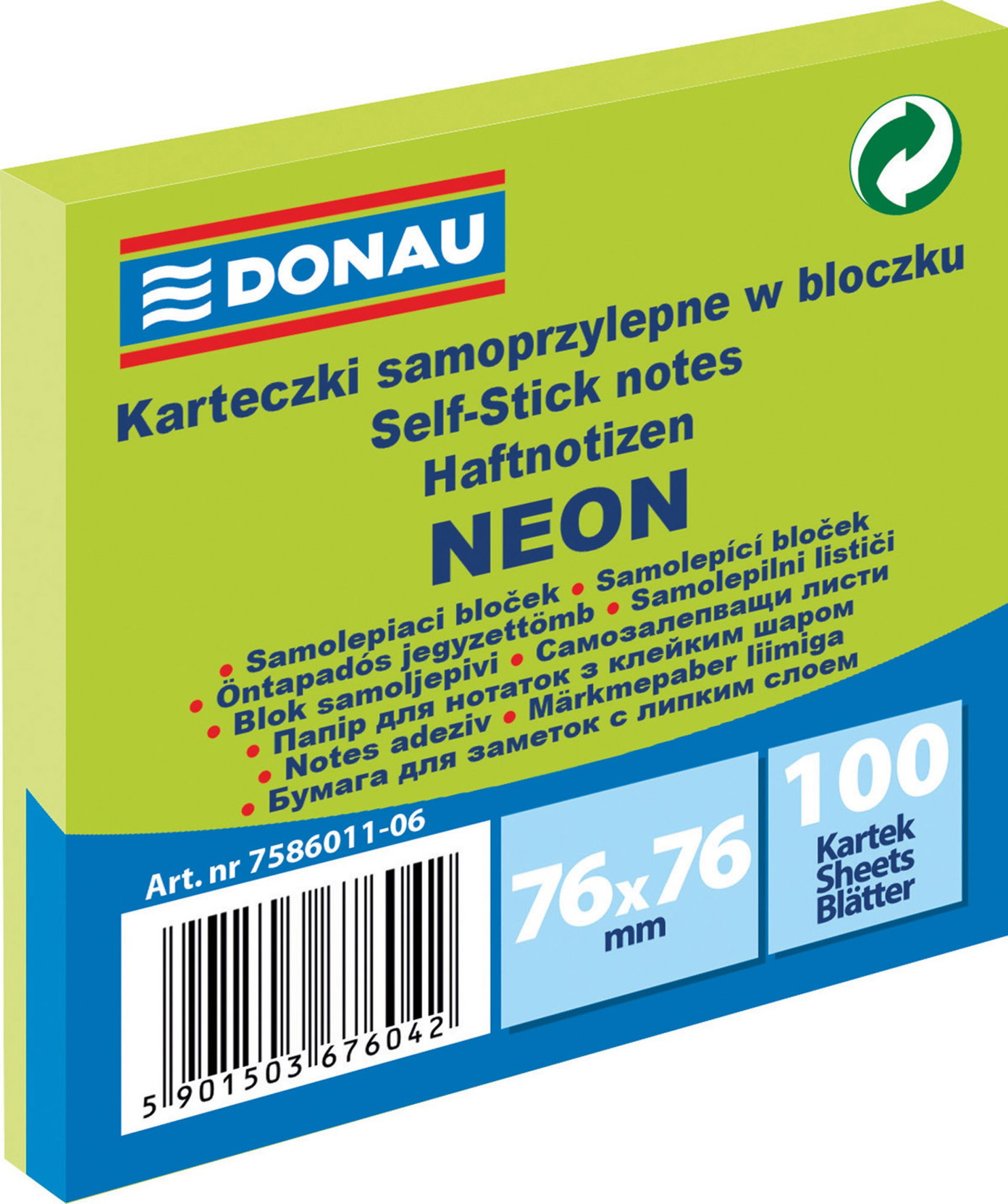 Lipnūs lapeliai  neon žali 76x76 mm, 100 vnt-0