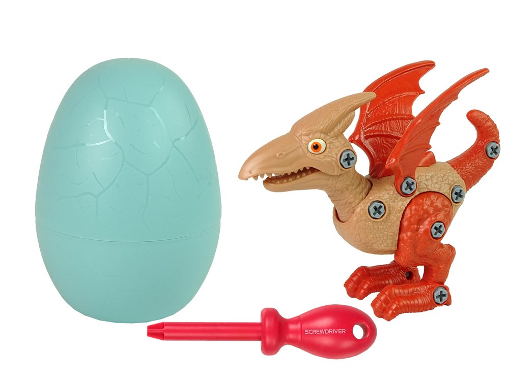 Konstrukcinis rinkinys - dinozauras Pterodactylus su kiaušiniu, raudonas - 8