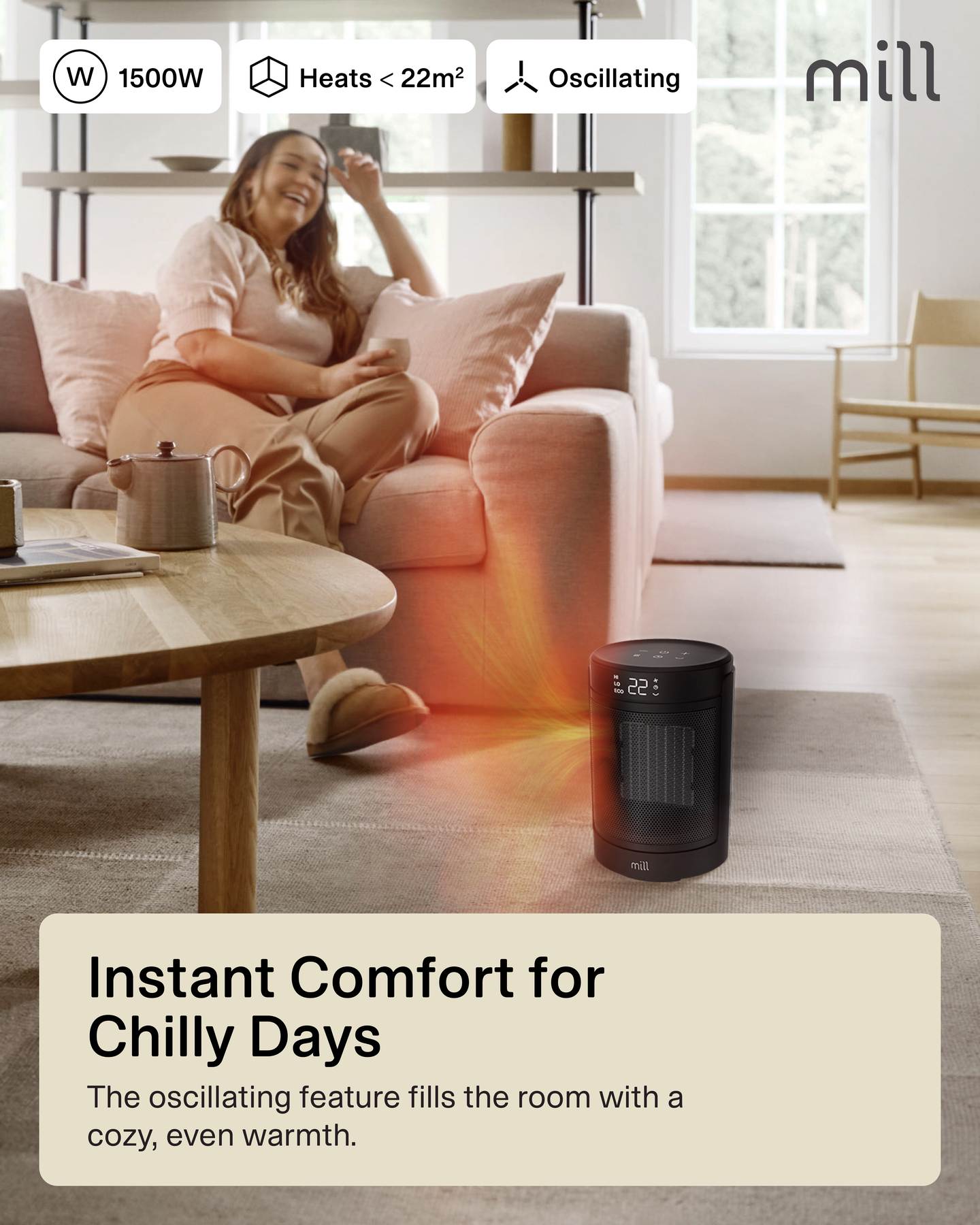 Termoventiliatorius MILL FH1500BLACK, 1500 W - 3