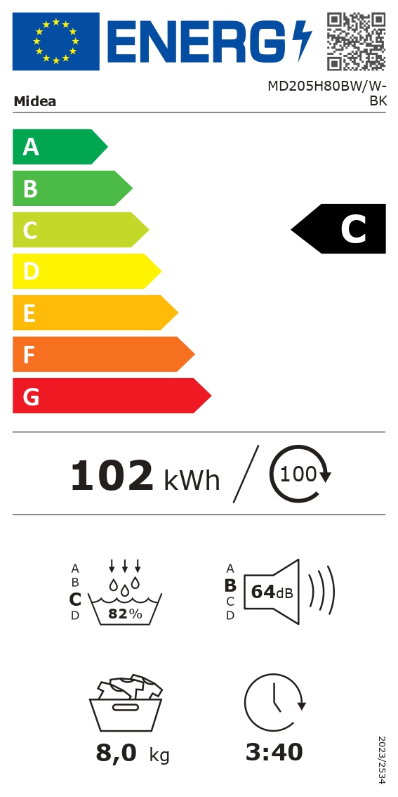 Džiovyklė Midea MD205H80BW/W-BK, 8 kg - 2