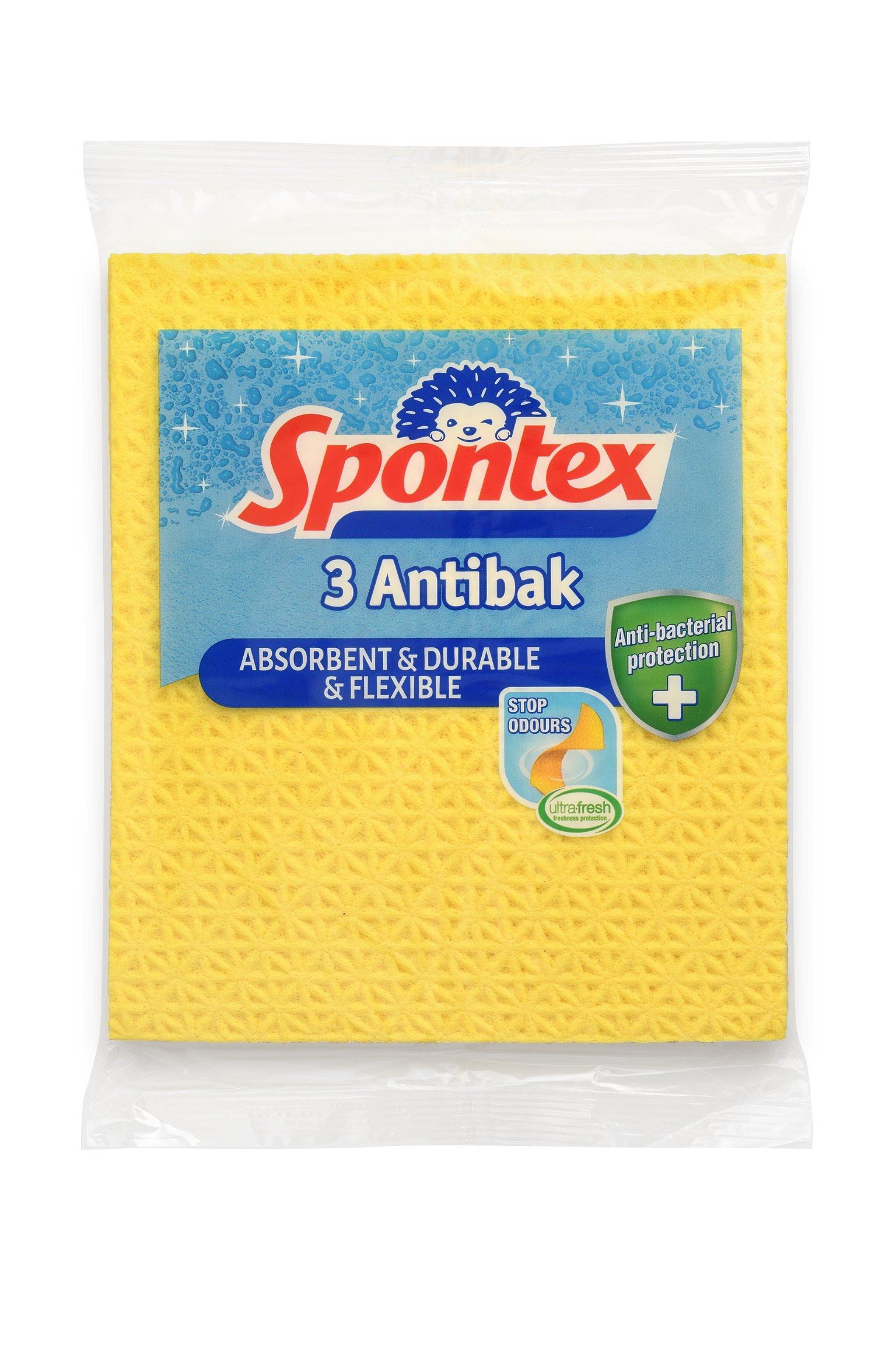 Antibakterinės šluostės-kempinės SPONTEX ANTIBAK, 3 vnt. - 1