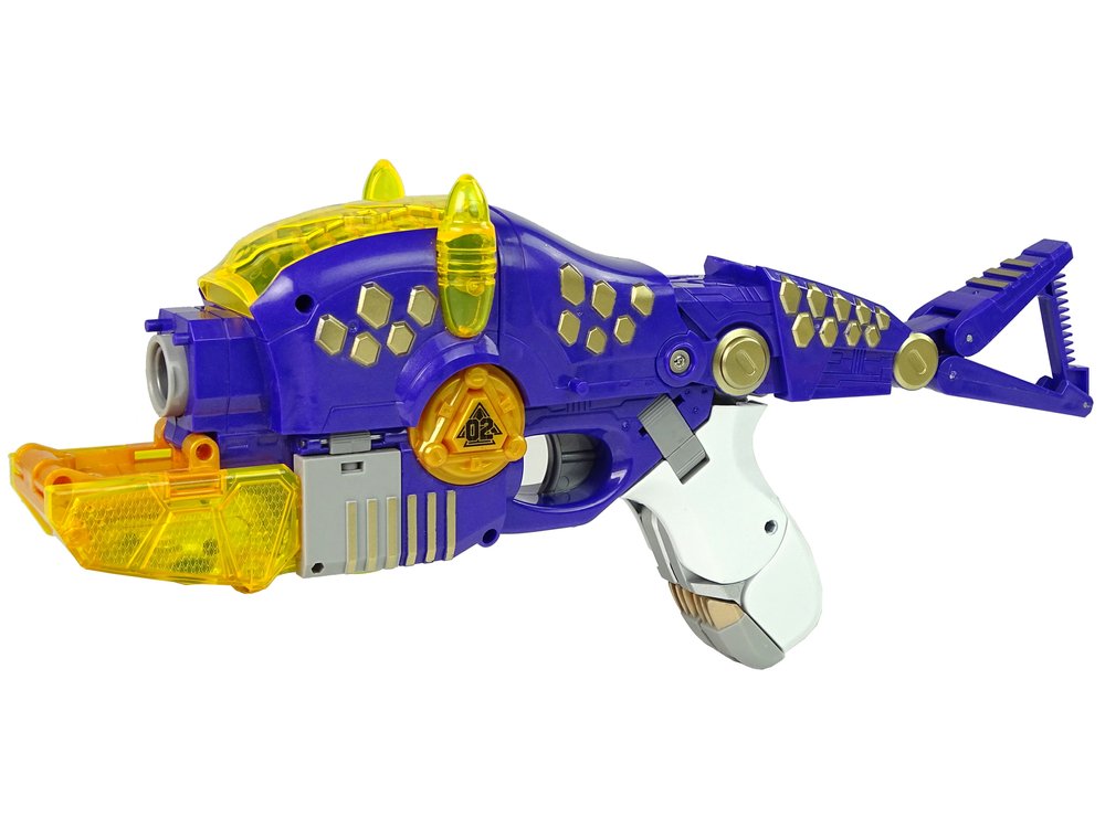Transformeris dinozauras Dinobots 2in1 su šaudymo funkcija, violetinis - 6