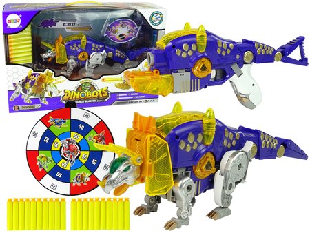 Transformeris dinozauras Dinobots 2in1 su šaudymo funkcija, violetinis - 2