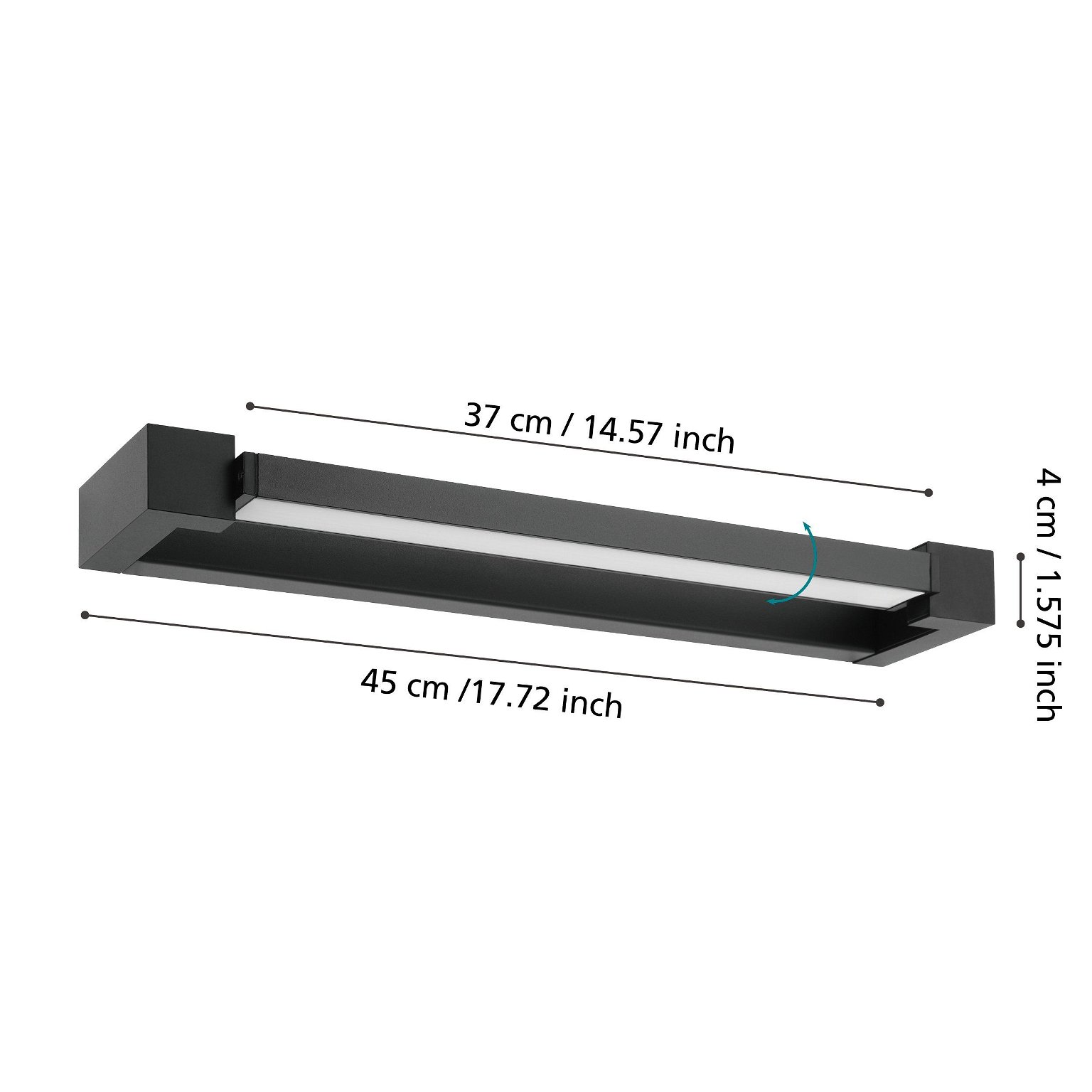 Veidrodžių LED šviestuvas EGLO Gemiliana, IP44, 8,9W, 4000K, 1000lm, juodos sp., 45 x 4 cm - 5