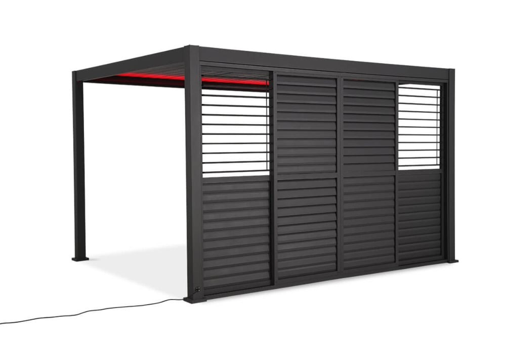 Stumdomos žaliuzinės durys pavėsinei Pergola PREMIUM 4m, antracito sp.-0