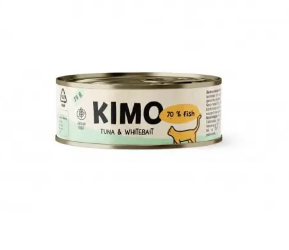 Konservuotas kačių ėdalas KIMO, su tunu ir balta žuvimi, 70 g