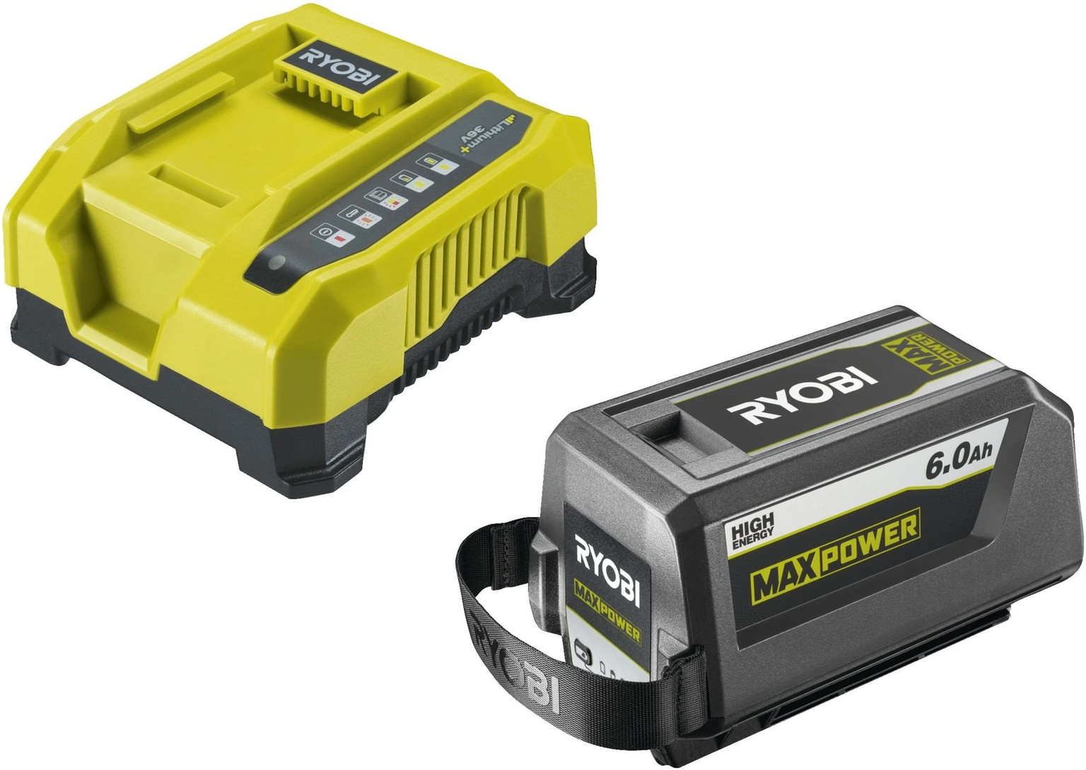 Akumuliatoriaus ir kroviklio komplektas RYOBI RY36BK60B-160, 36 V, 6,0 Ah-0