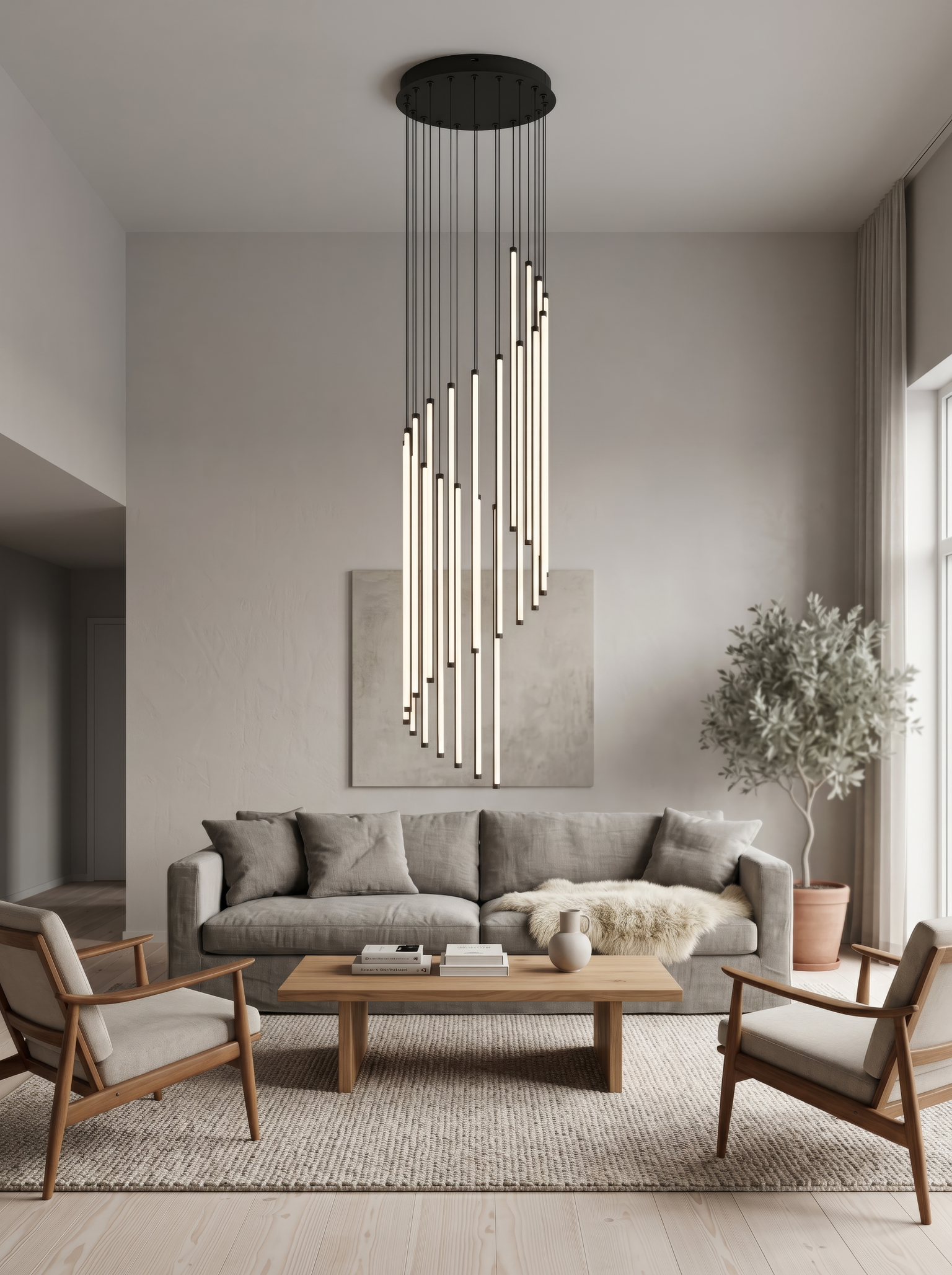 Pakabinamas LED šviestuvas TRIO BAXTER, 68 W, CCT 2300/3000/4000K, 8160lm, DIM, Ø37x300cm-1