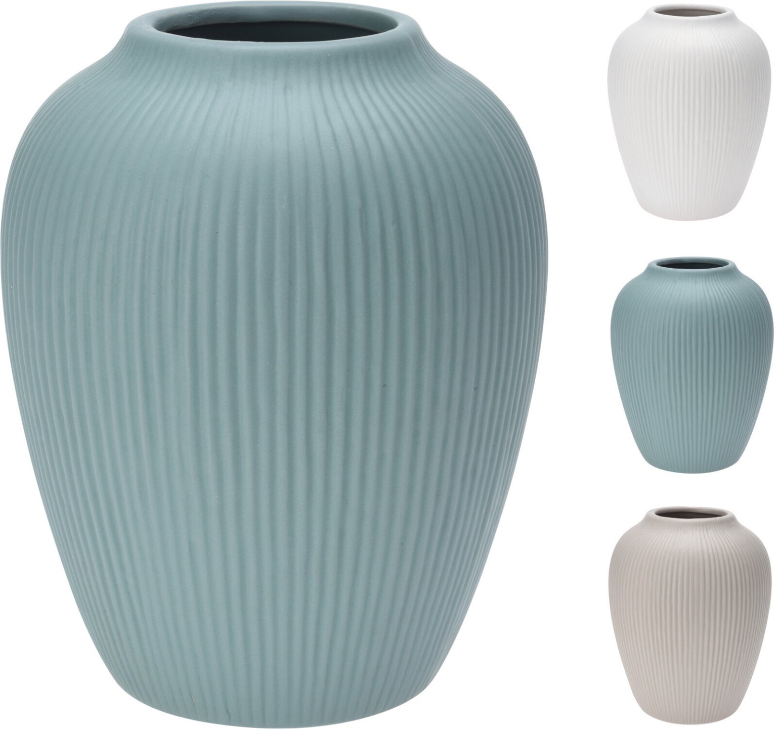 Keramikinė vaza, melsvos/pilkos sp., 14 x 14 x 17 cm