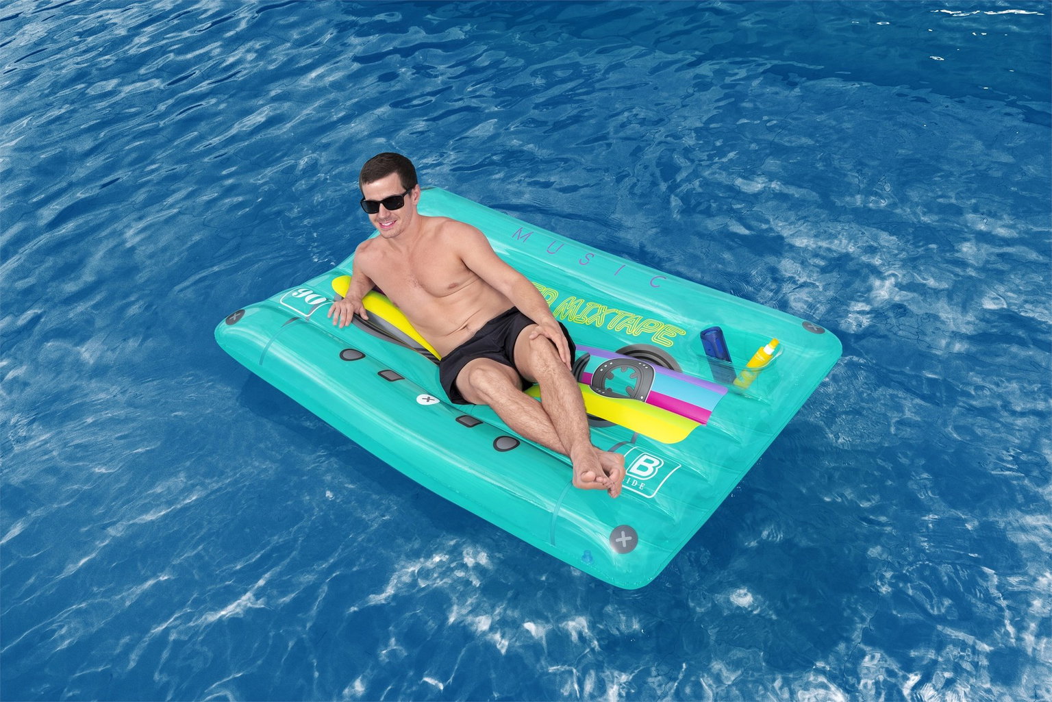 Pripučiamas vandens čiužinys BESTWAY Retro Beats Pool Float, 174 x 117 cm-1