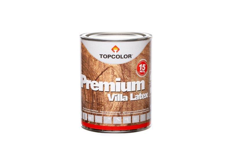 Medinių fasadų dažai TOPCOLOR PREMIUM VILLA LATEX, pusiau matiniai, švediškos vyšnios sp., 1 l-0