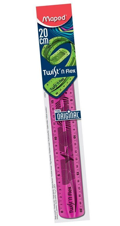 Liniuotė MAPED TWIST N FLEX, įv. spalvų, 20 cm-0