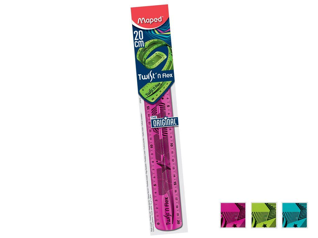 Liniuotė MAPED TWIST N FLEX, įv. spalvų, 20 cm-1