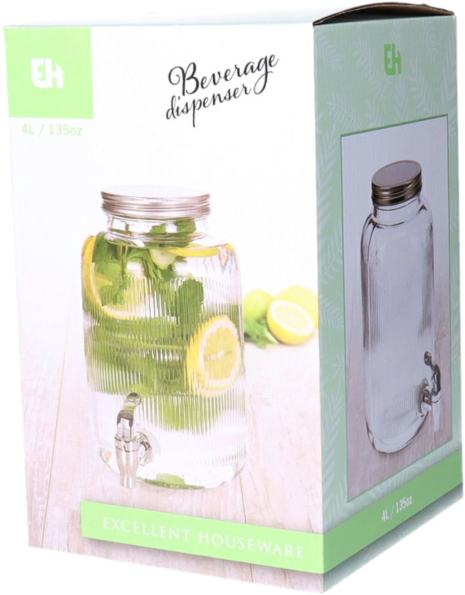 Stiklinis indas su kraneliu, 4 l - 4