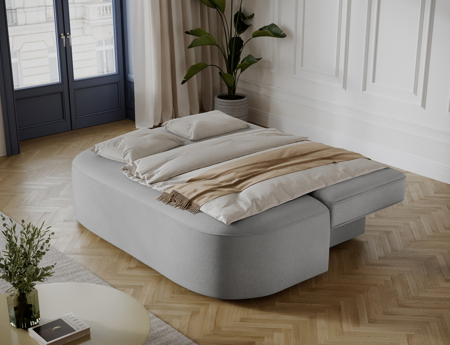 Sofa-lova Lilana Poco 03, šviesiai pilka sp., 193 x 96 cm x 93 cm - 6