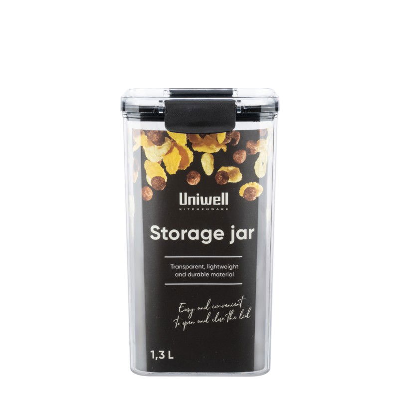 Birių produktų indas su dangteliu UNIWELL CLIP, 1,3 l-0