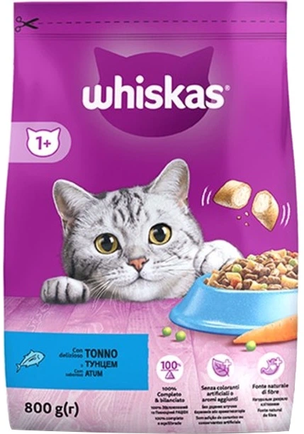 Sausas kačių ėdalas WHISKAS Adult, su tunu, 800 g-0