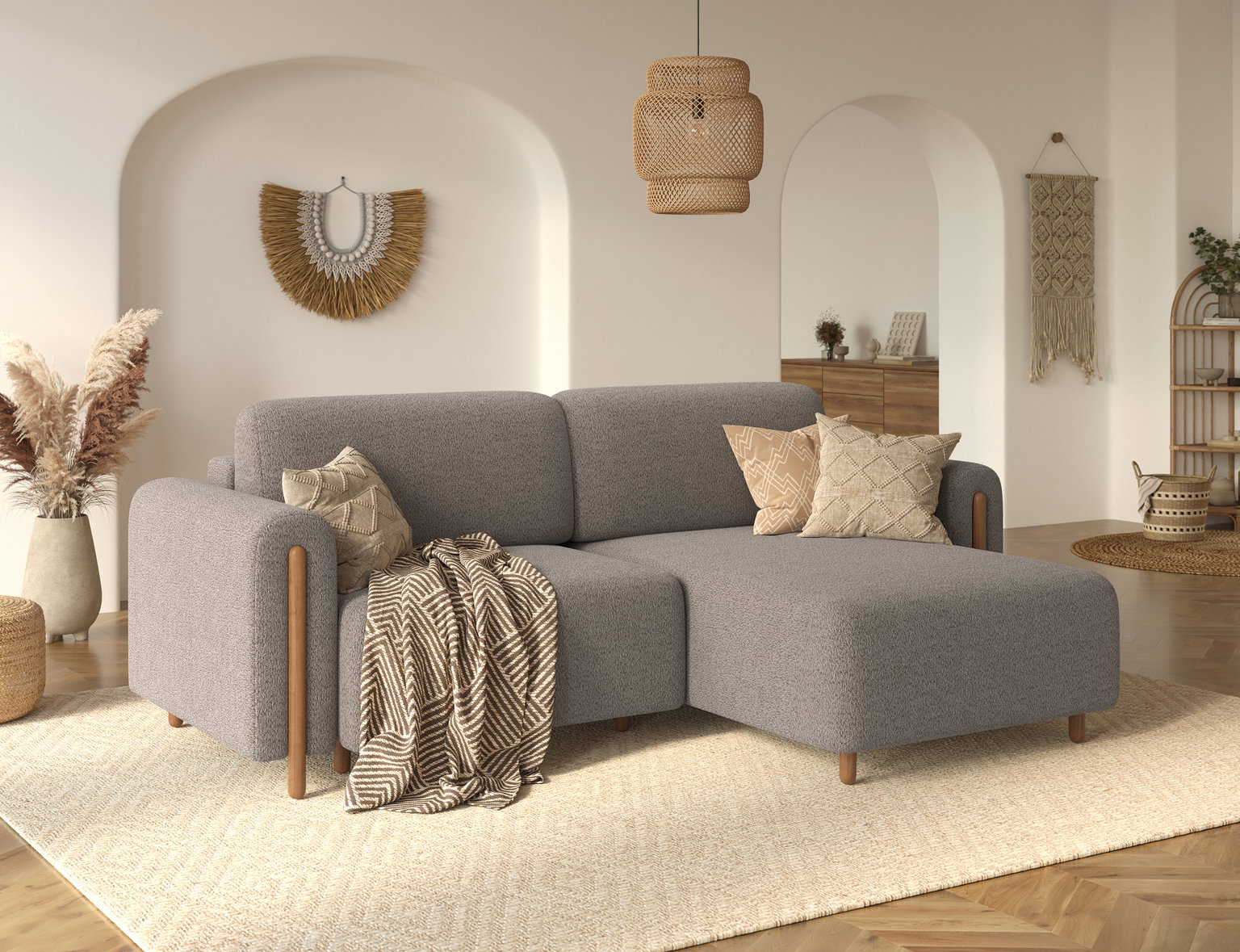 Kampinė sofa Acossta, tamsiai pilka sp., dešininė, 154 x 244 cm x 95 cm - 5