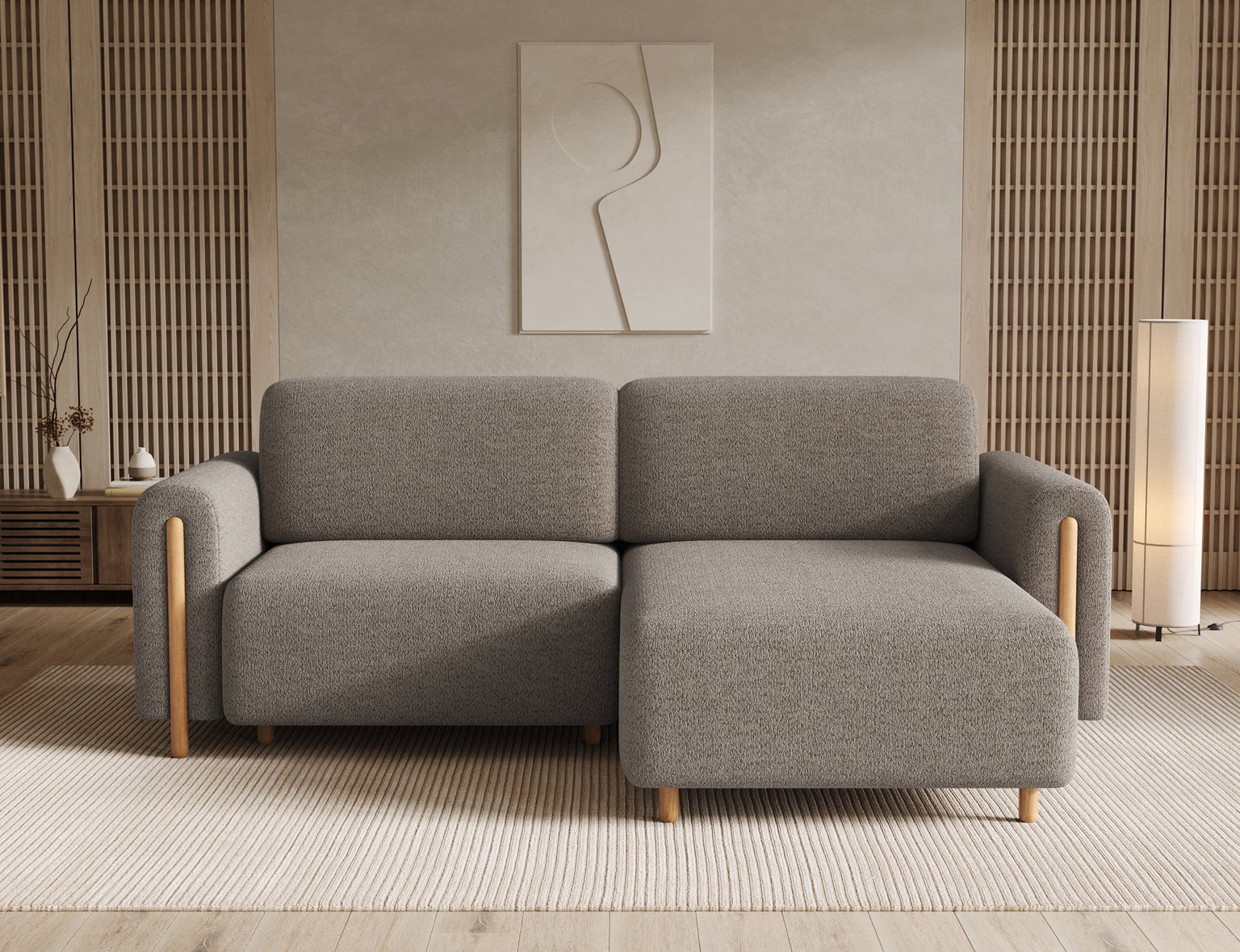 Kampinė sofa Acossta, tamsiai pilka sp., dešininė, 154 x 244 cm x 95 cm-1