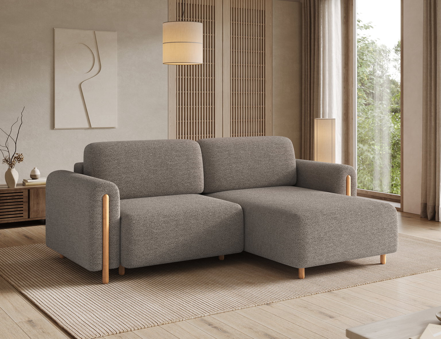 Kampinė sofa Acossta, tamsiai pilka sp., dešininė, 154 x 244 cm x 95 cm - 4