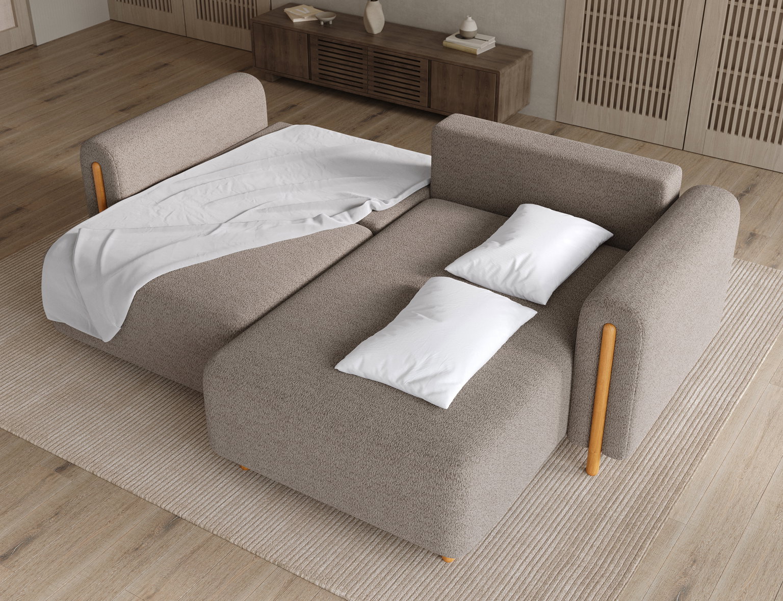 Kampinė sofa Acossta, tamsiai pilka sp., dešininė, 154 x 244 cm x 95 cm - 6