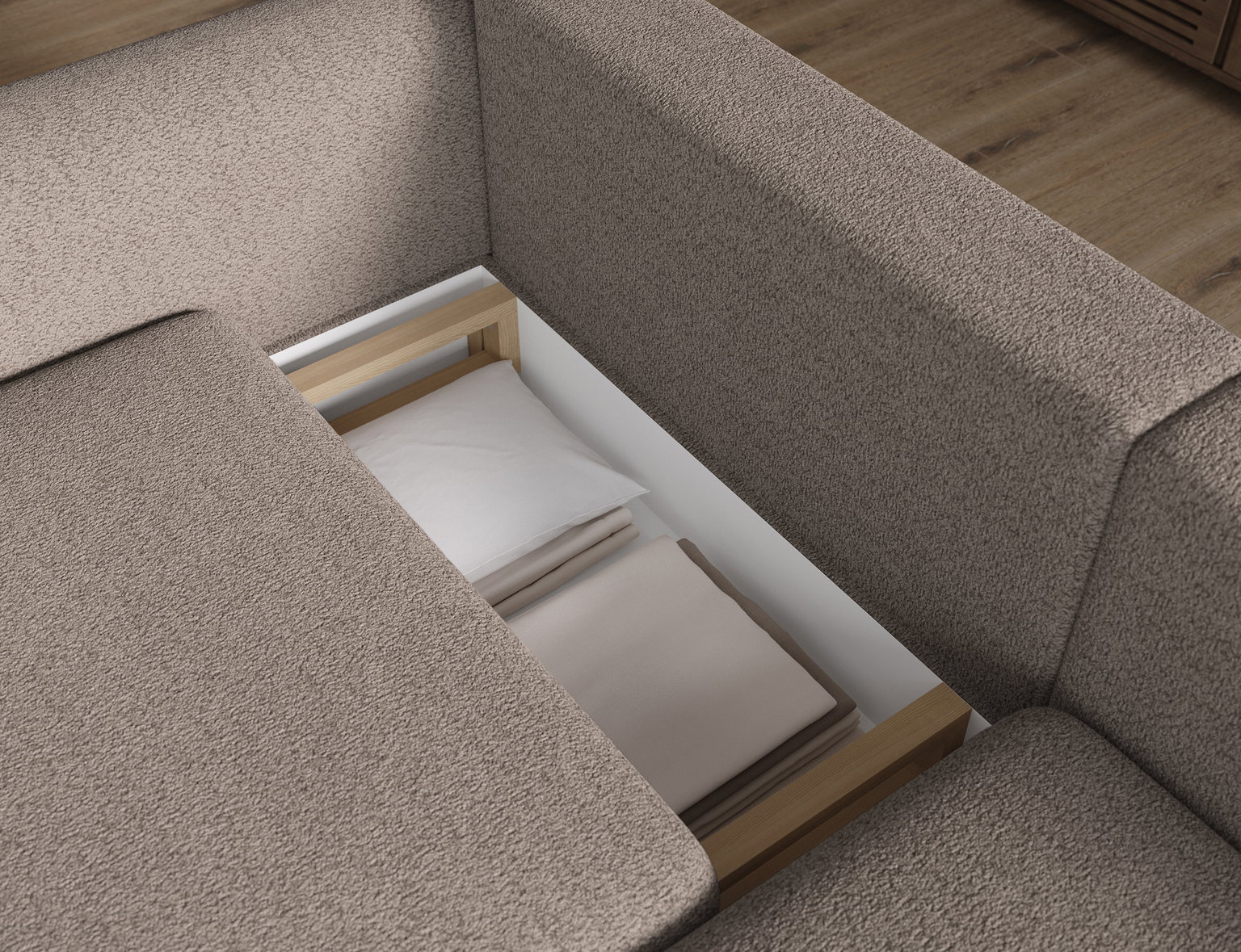 Kampinė sofa Acossta, tamsiai pilka sp., dešininė, 154 x 244 cm x 95 cm - 7