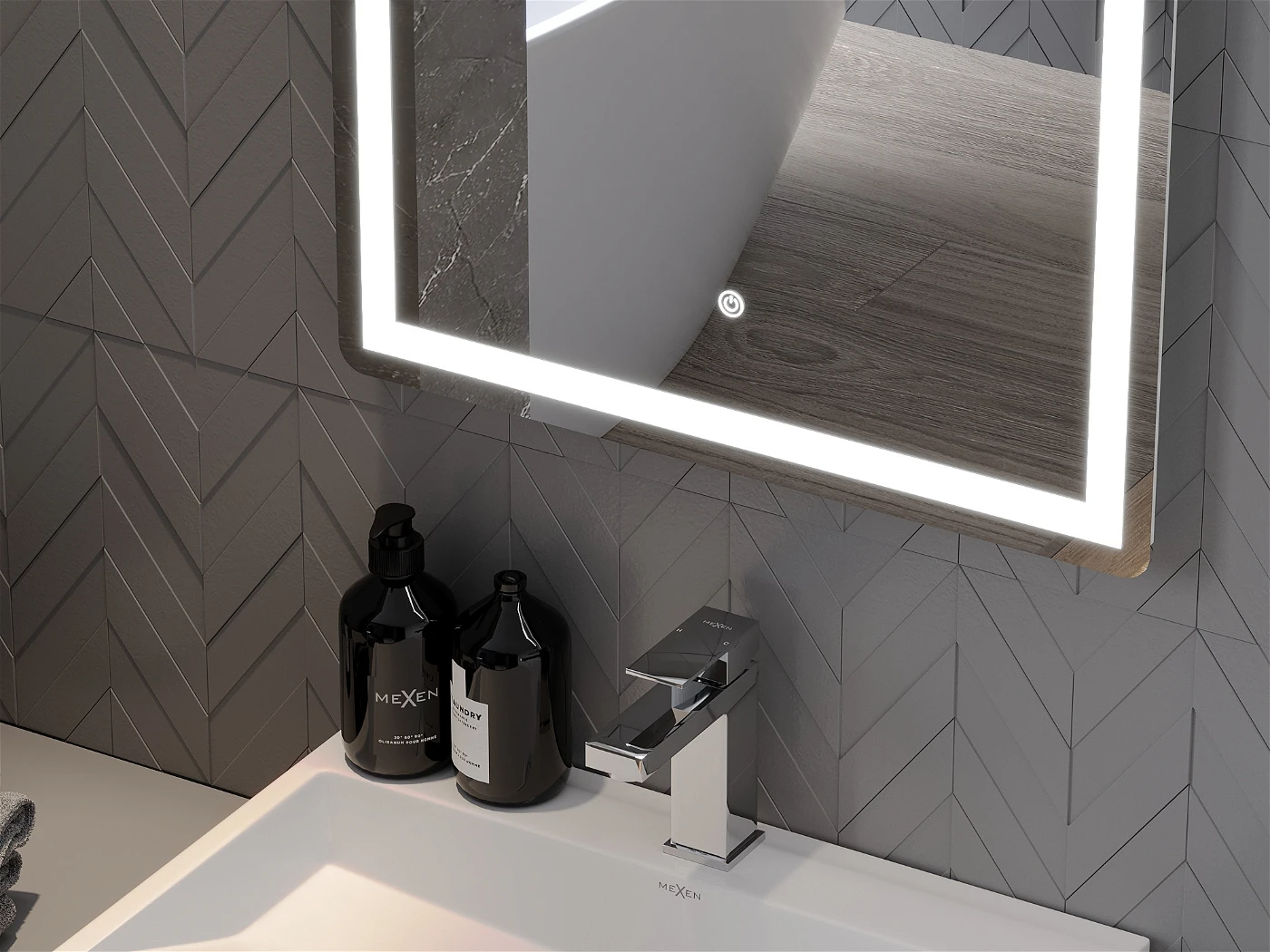 Vonios veidrodis Mexen Onyx su LED apšvietimu ir šildymo kilimėliu, 100 x 80 cm - 5