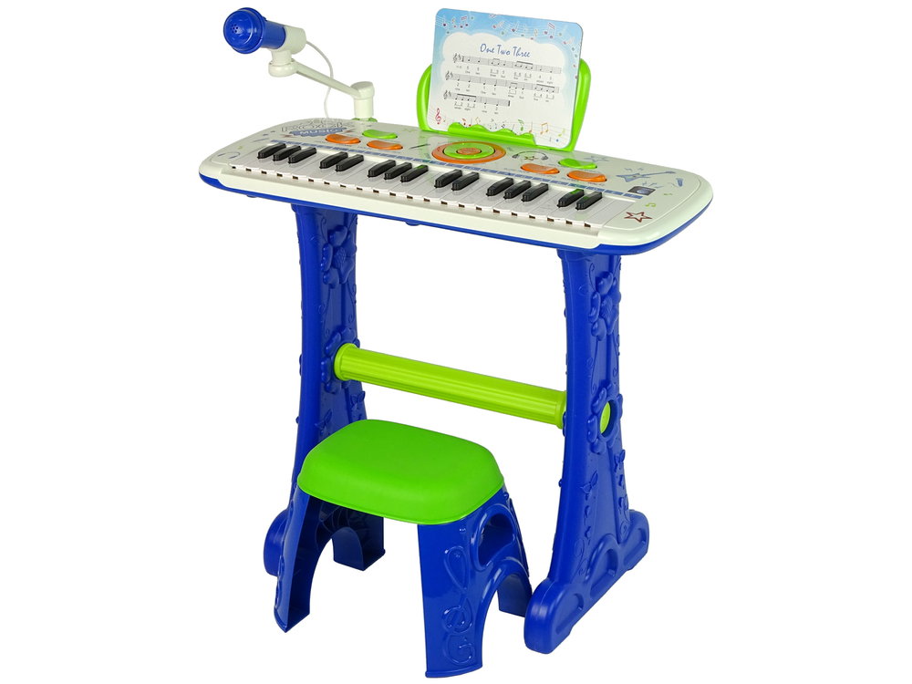 Vaikiškas elektrinis pianinas su USB, mėlynas - 5