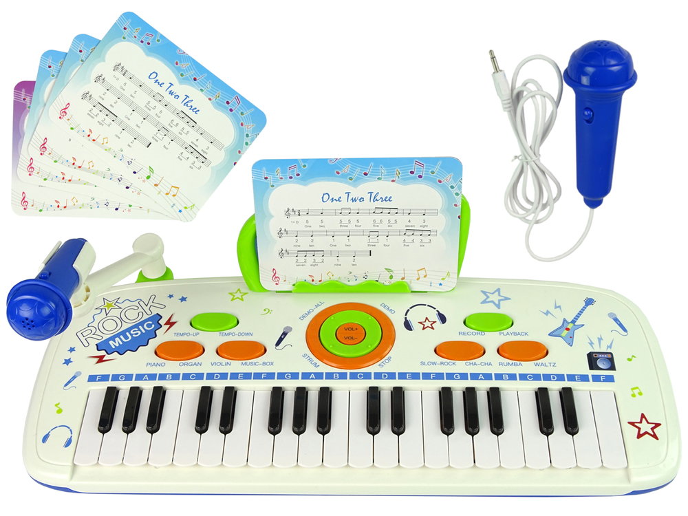 Vaikiškas elektrinis pianinas su USB, mėlynas - 6